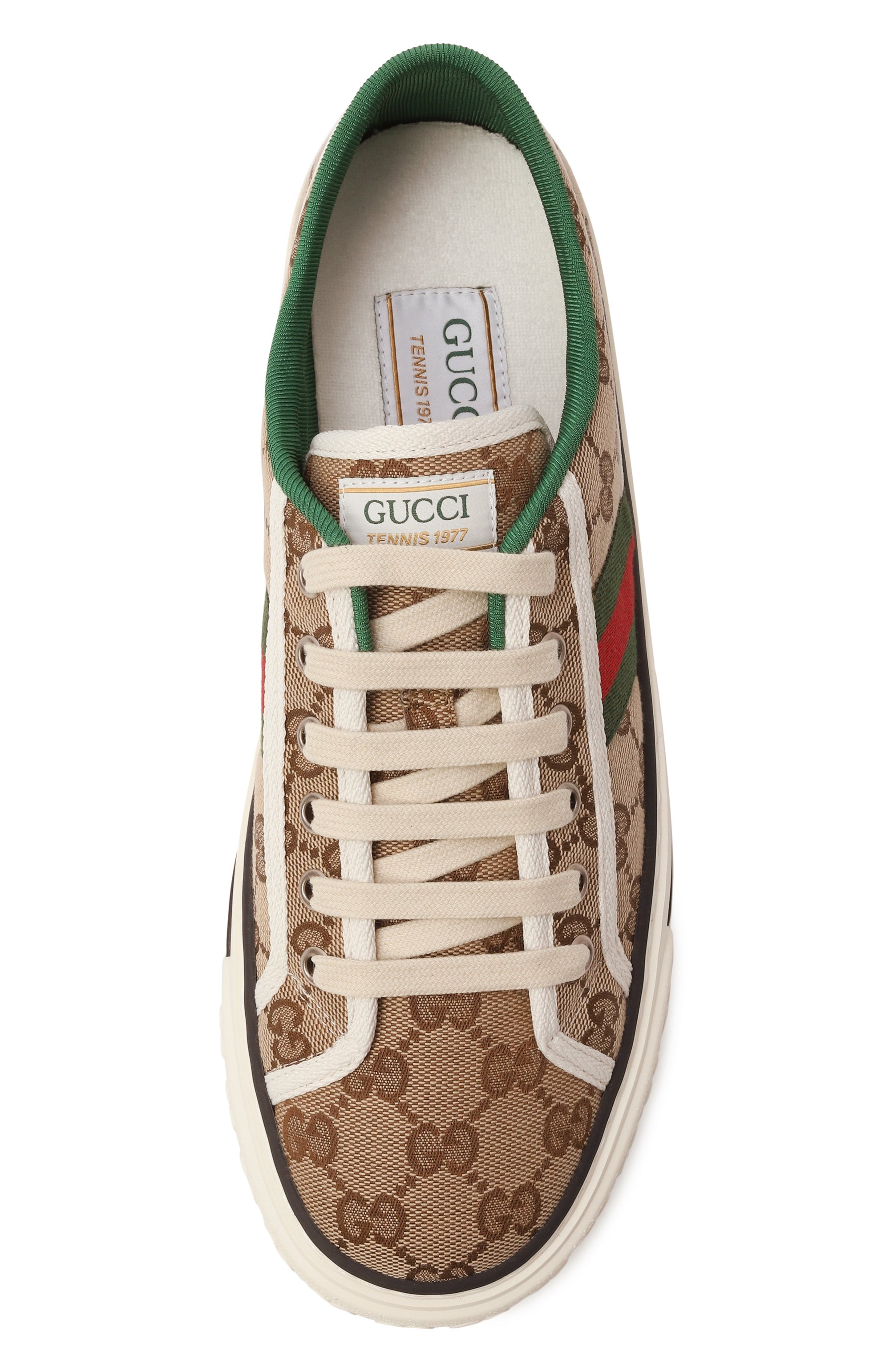 Текстильные кеды gg gucci tennis 1977 GUCCI бежевого цвета по цене 98450 руб., арт. 606110/HVK20, фото 6 Текстильные кеды gg gucci tennis 1977 GUCCI, арт. 606110/HVK20, фото 6