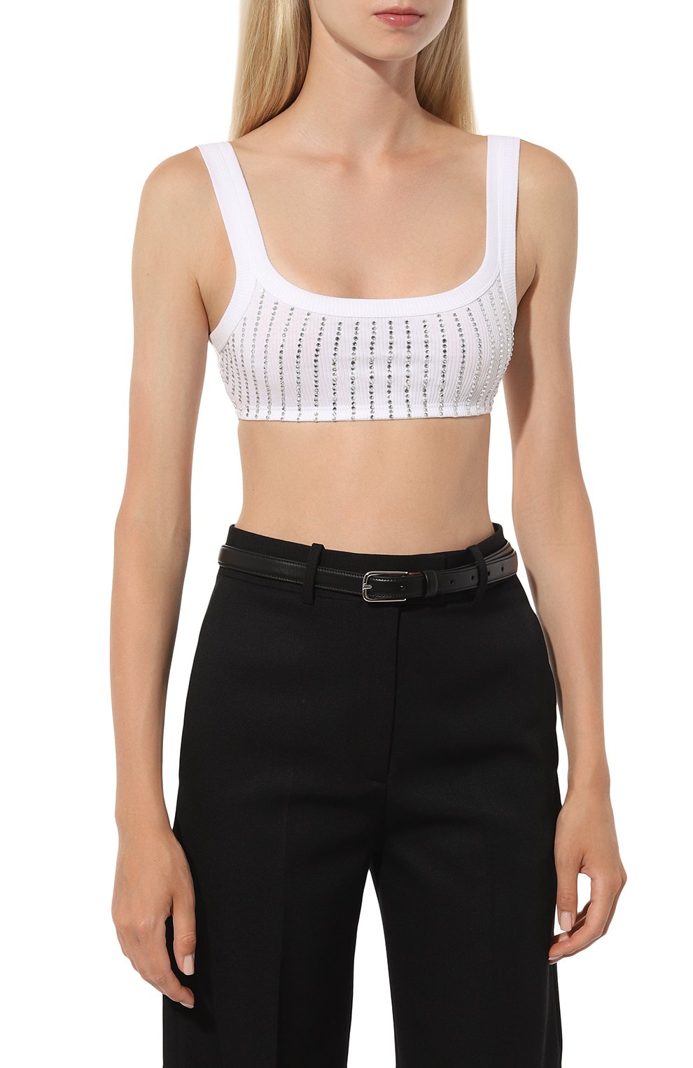 Хлопковый топ с отделкой стразами THE ATTICO, арт. 247WCT275, фото 3