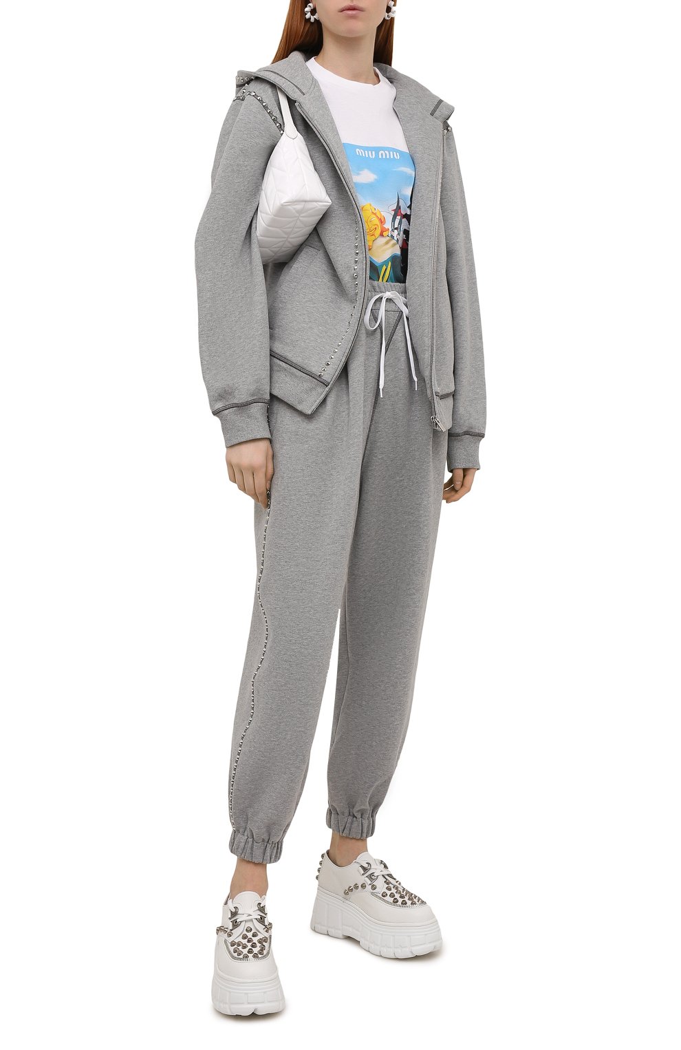 Хлопковые джоггеры MIU MIU, арт. MJP268-1Z9J-F0031, фото 2