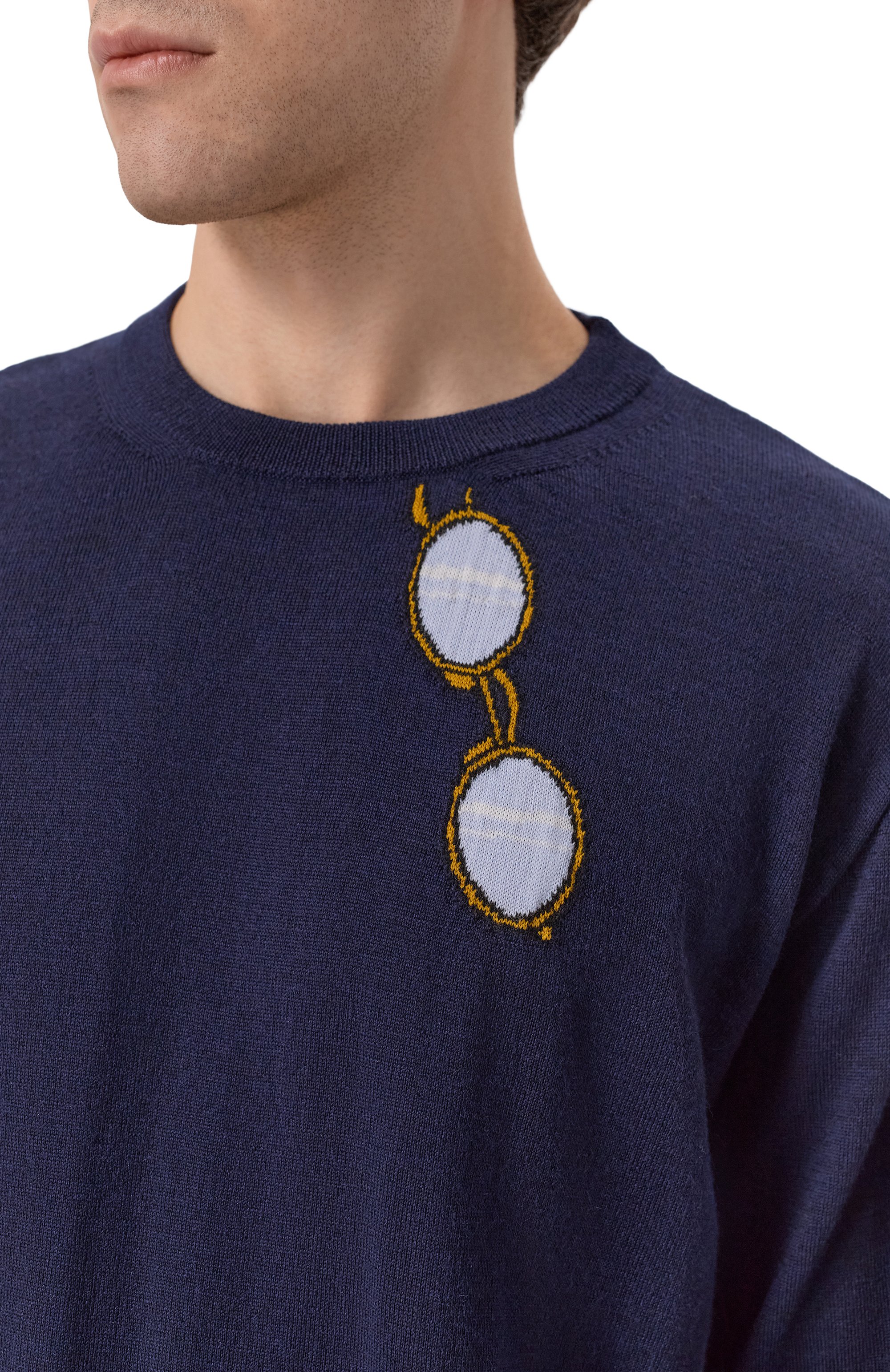 Шерстяной джемпер MOSCHINO темно-синего цвета по цене 69150 руб., арт. V0917/0200, фото 5 Шерстяной джемпер MOSCHINO, арт. V0917/0200, фото 5