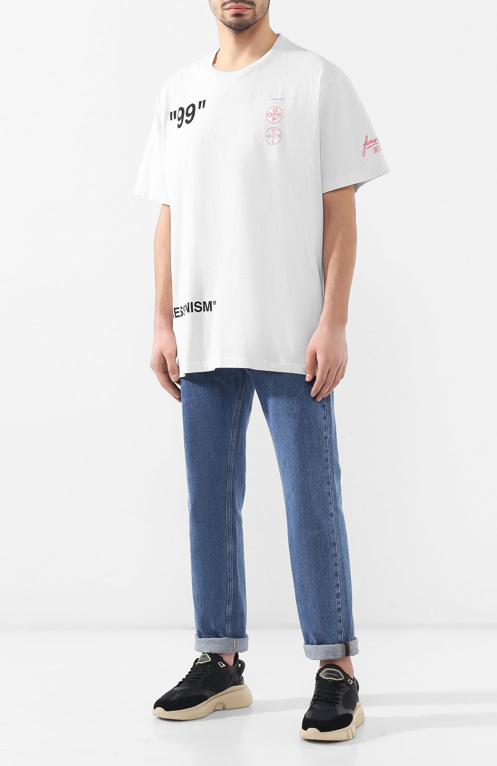 Хлопковая футболка OFF-WHITE белого цвета по цене 21050 руб., арт. 0MAA038R191850110288, фото 2 Хлопковая футболка OFF-WHITE, арт. 0MAA038R191850110288, фото 2