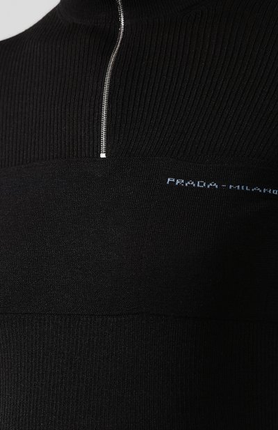 Однотонная водолазка из смеси шерсти и шелка PRADA, арт. 126237-1RZ2-F0002, фото 5