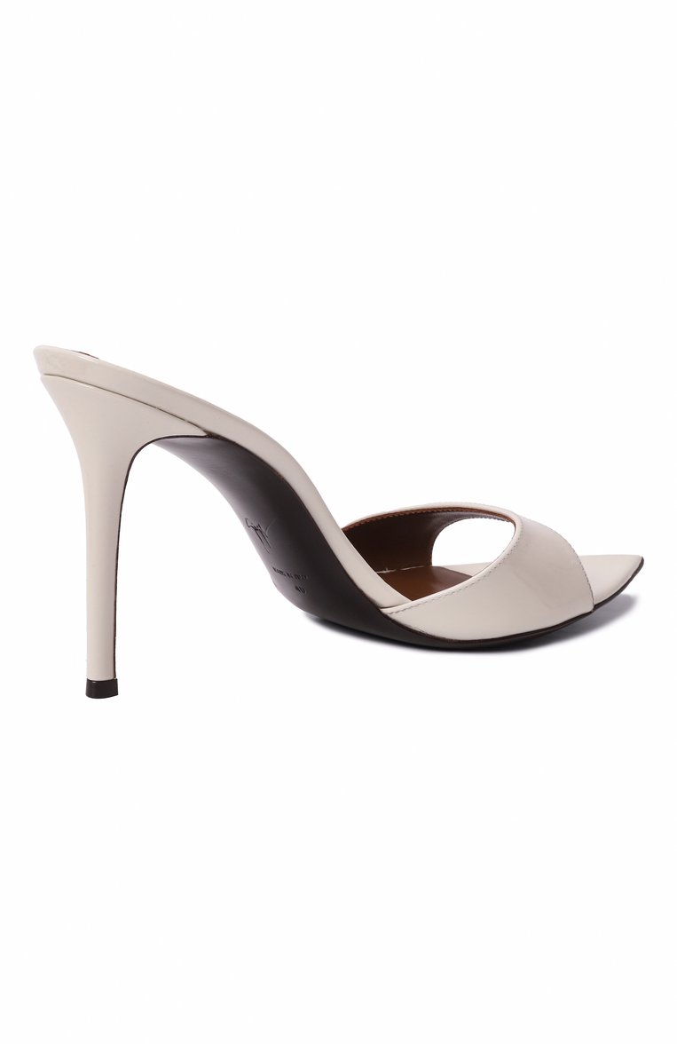 Женские лакированные мюли intriigo 90 GIUSEPPE ZANOTTI DESIGN молочного цвета, арт. I400007 | Фото 5 (Материал внутренний: Натуральная кожа; Каблук высота: Высокий; Подошва: Плоская; Материал внешний: Натуральная кожа; Каблук тип: Шпилька; Автоматизация состава: Проставлено; Автоматизация ТО: Проставлено)