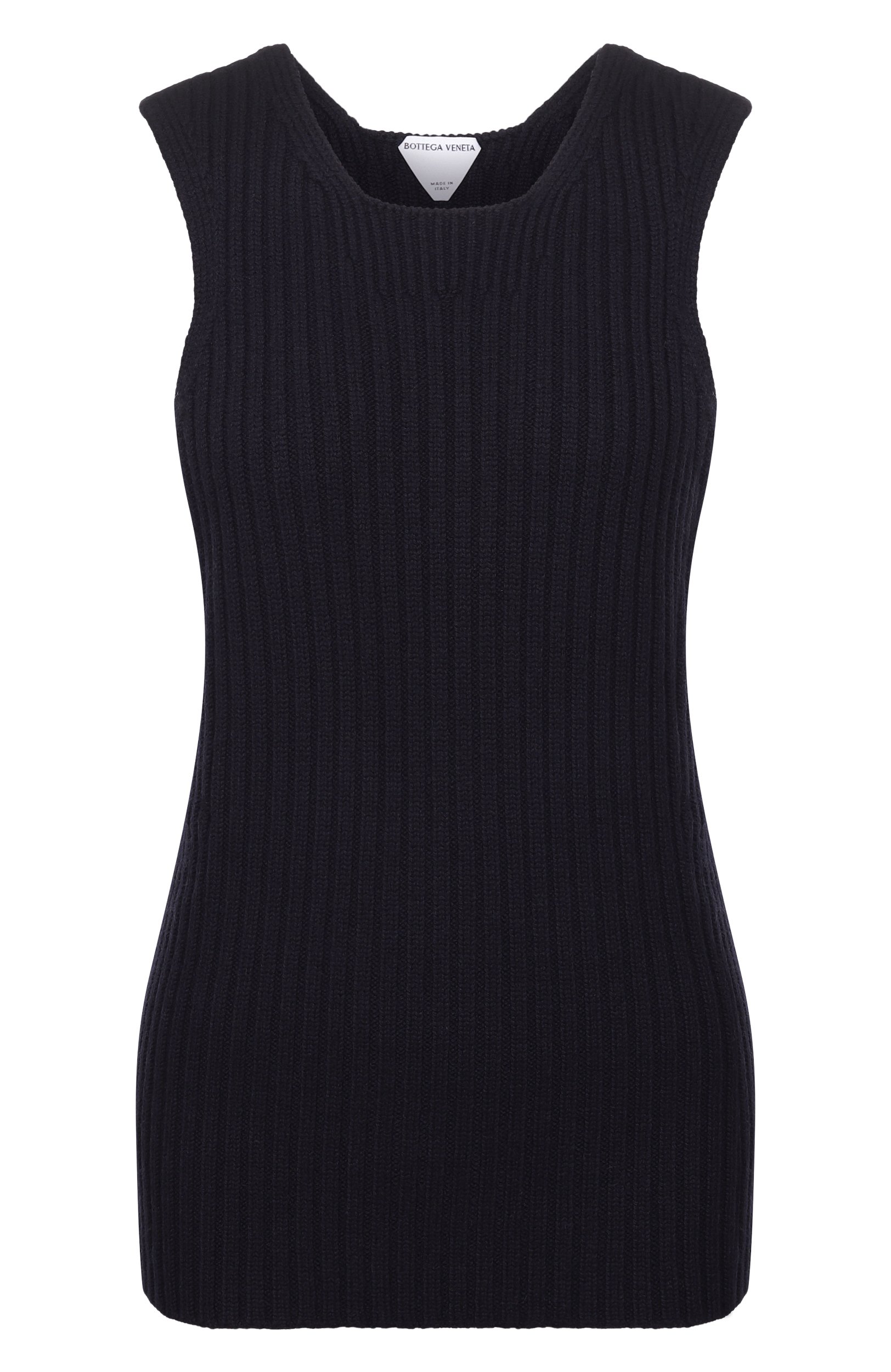 Шерстяной топ BOTTEGA VENETA темно-синего цвета по цене 139000 руб., арт. A009YQ/V6WH0, фото 1 Шерстяной топ BOTTEGA VENETA, арт. A009YQ/V6WH0, фото 1
