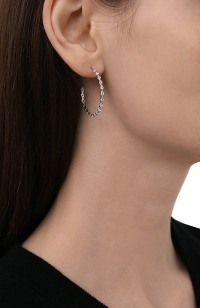 Серьги-хупсы с белыми топазами MOONKA, арт. bh-kon-r, фото 2