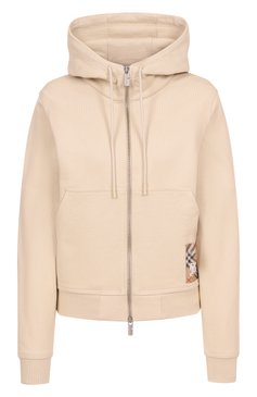 Женский хлопковая толстовка BURBERRY бежевого цвета, арт. 8103498 | Фото 1 (Материал сплава: Проставлено; Рукава: Длинные; Драгоценные камни: Проставлено; Материал внешний: Хлопок; Длина (для топов): Стандартные; Женское Кросс-КТ: Кардиган-одежда; Стили: Спорт-шик)