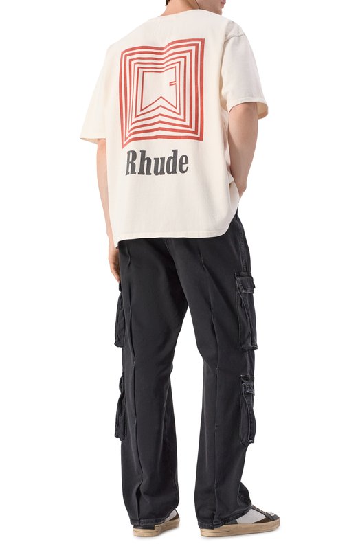 Хлопковая футболка Rhude RHPF25TT03012 Кремовый  RHPF25TT03012 Фото 2