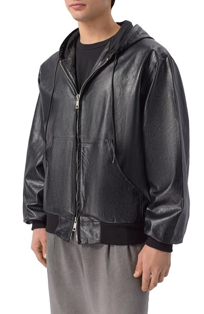 Кожаный бомбер GIORGIO BRATO черного цвета по цене 242000 руб., арт. GU26S26012BBTM, фото 3 Кожаный бомбер GIORGIO BRATO, арт. GU26S26012BBTM, фото 3