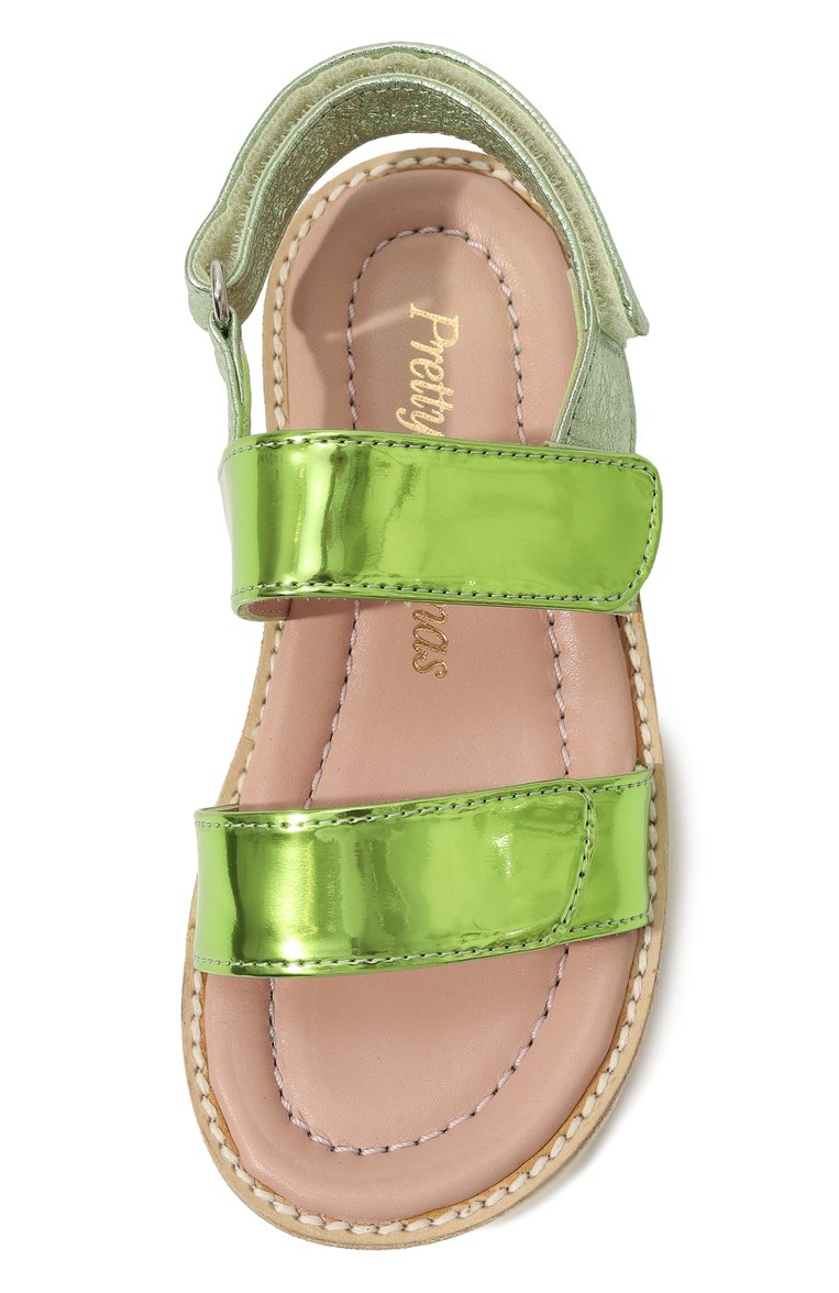 Детские сандалии PRETTY BALLERINAS зеленого цвета, арт. 49893 | Фото 4 (Материал внутренний: Натуральная кожа; Материал внешний: Экокожа; Нос: Не проставлено; Автоматизация состава: Проставлено)