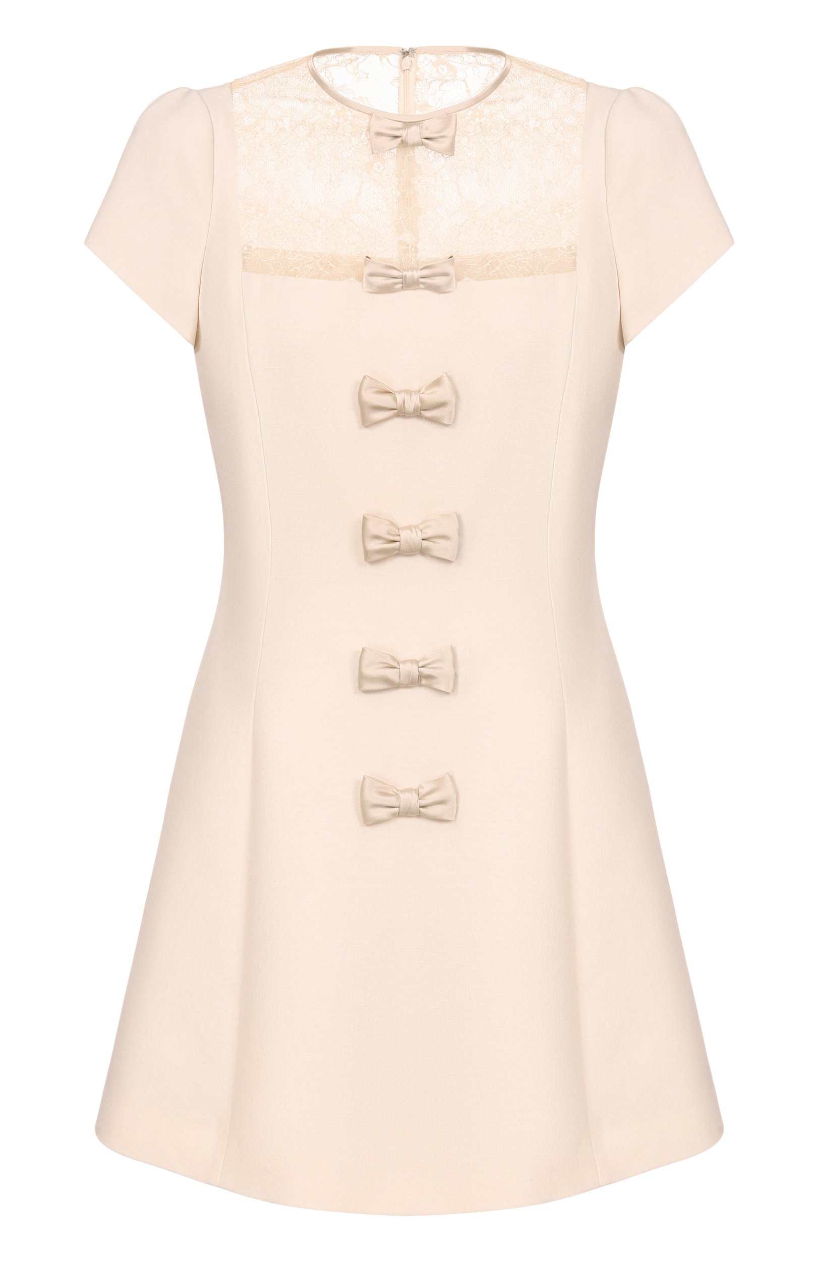 Платье из шерсти и шелка VALENTINO кремового цвета по цене 485500 руб., арт. 9B3VAKZ5/1CF, фото 1 Платье из шерсти и шелка VALENTINO, арт. 9B3VAKZ5/1CF, фото 1