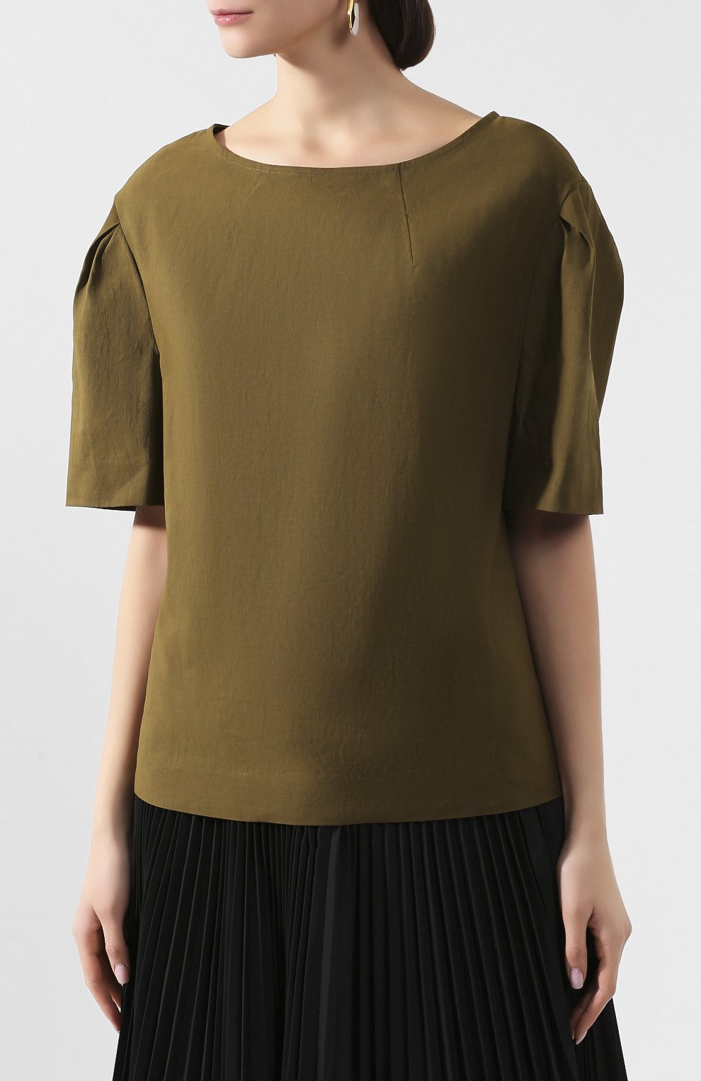 Топ из смеси льна и хлопка DRIES VAN NOTEN хаки цвета по цене 44350 руб., арт. 201-30786-9352, фото 3 Топ из смеси льна и хлопка DRIES VAN NOTEN, арт. 201-30786-9352, фото 3