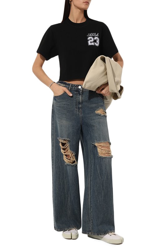 Хлопковая футболка Off-White 0WAA090S24JER003 Чёрный  0WAA090S24JER003 Фото 2