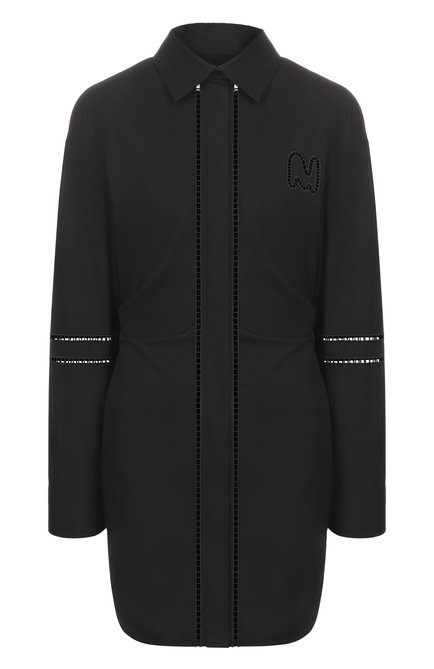 Женское хлопковое платье MSGM черного цвета, арт. 3841MDA14X/257100 | Фото 1 (Драгоценные камни: Проставлено; Рукава: Длинные; Длина Ж (юбки, платья, шорты): Мини; Материал сплава: Проставлено; Материал внешний: Хлопок)