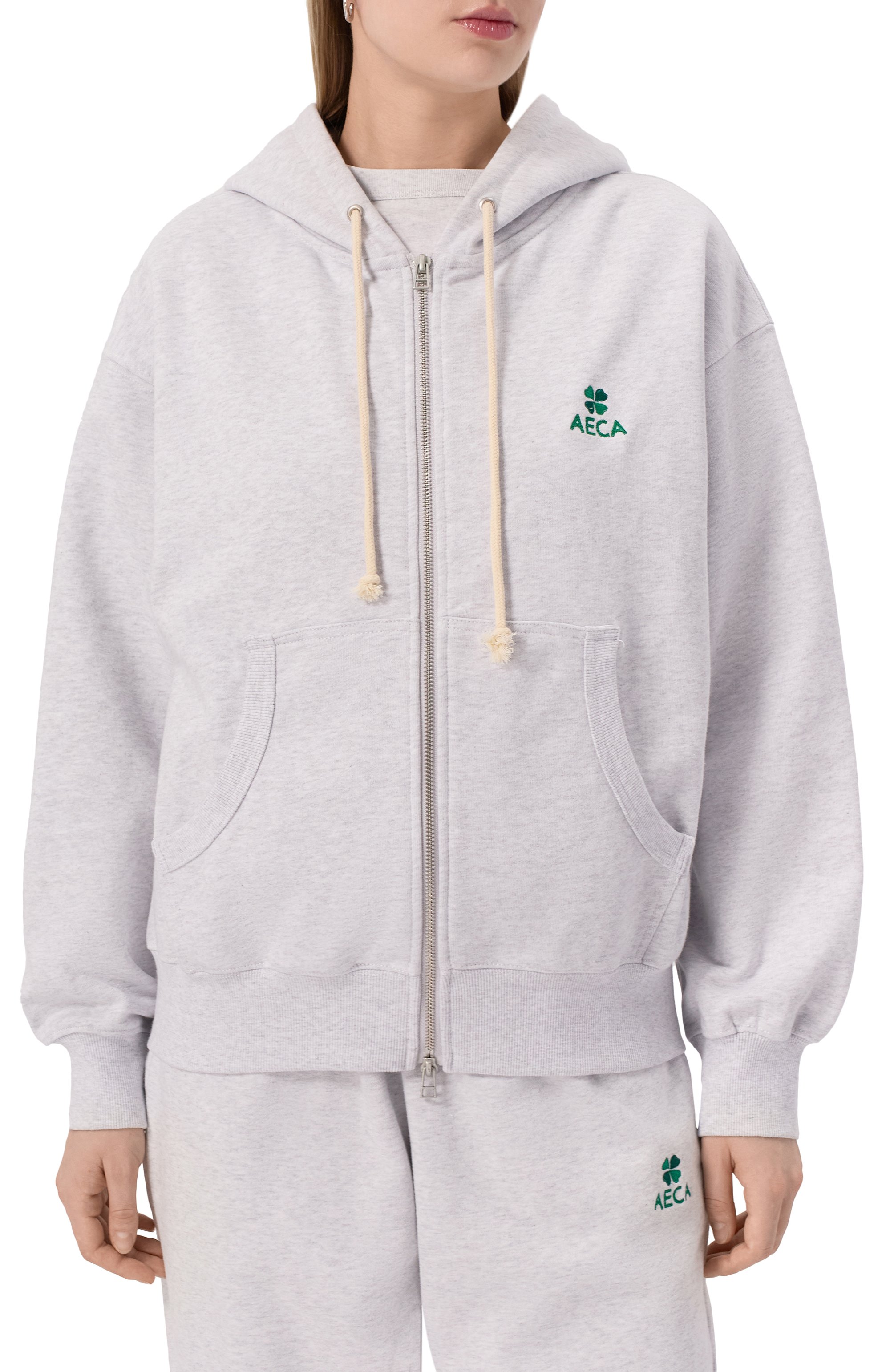 Хлопковая толстовк�а AECA WHITE, арт. AWCMFWBDTSZSO001C0.LIGHT GREY (XL), фото 3