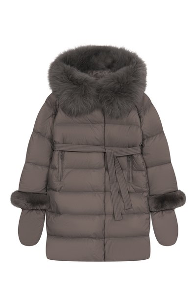 Пуховое пальто с отделкой из лисы YVES SALOMON ENFANT, арт. 25WEM920XXD0XW/8A-10A