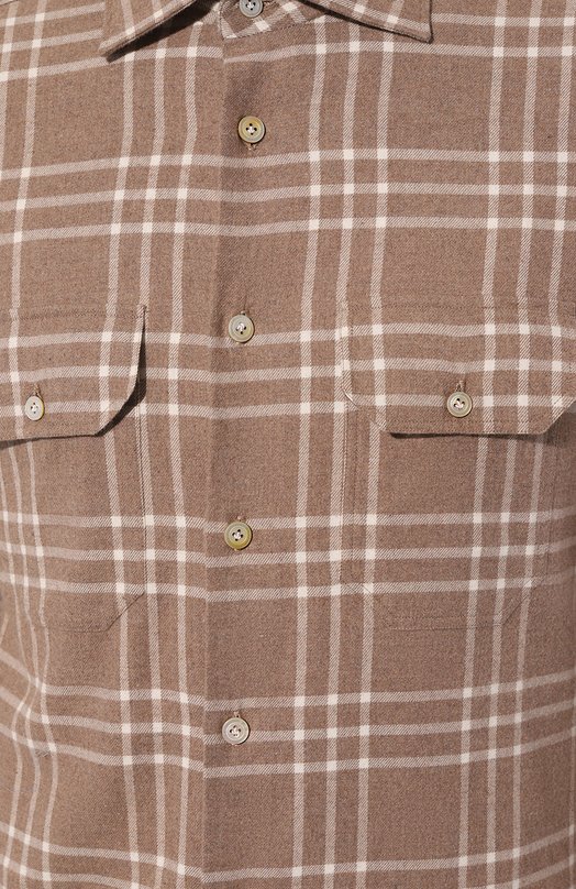 Хлопковая рубашка Kiton UCWMH0864901 Бежевый  UCWMH0864901 Фото 5