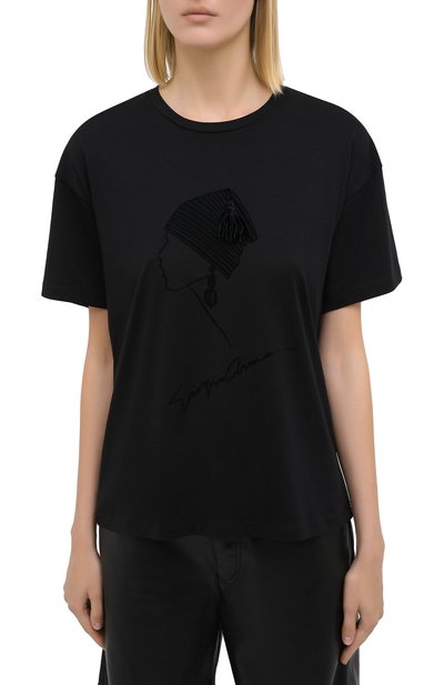 Хлопковая футболка GIORGIO ARMANI черного цвета по цене 42350 руб., арт. 6HAM62/AJMCZ, фото 3 Хлопковая футболка GIORGIO ARMANI, арт. 6HAM62/AJMCZ, фото 3