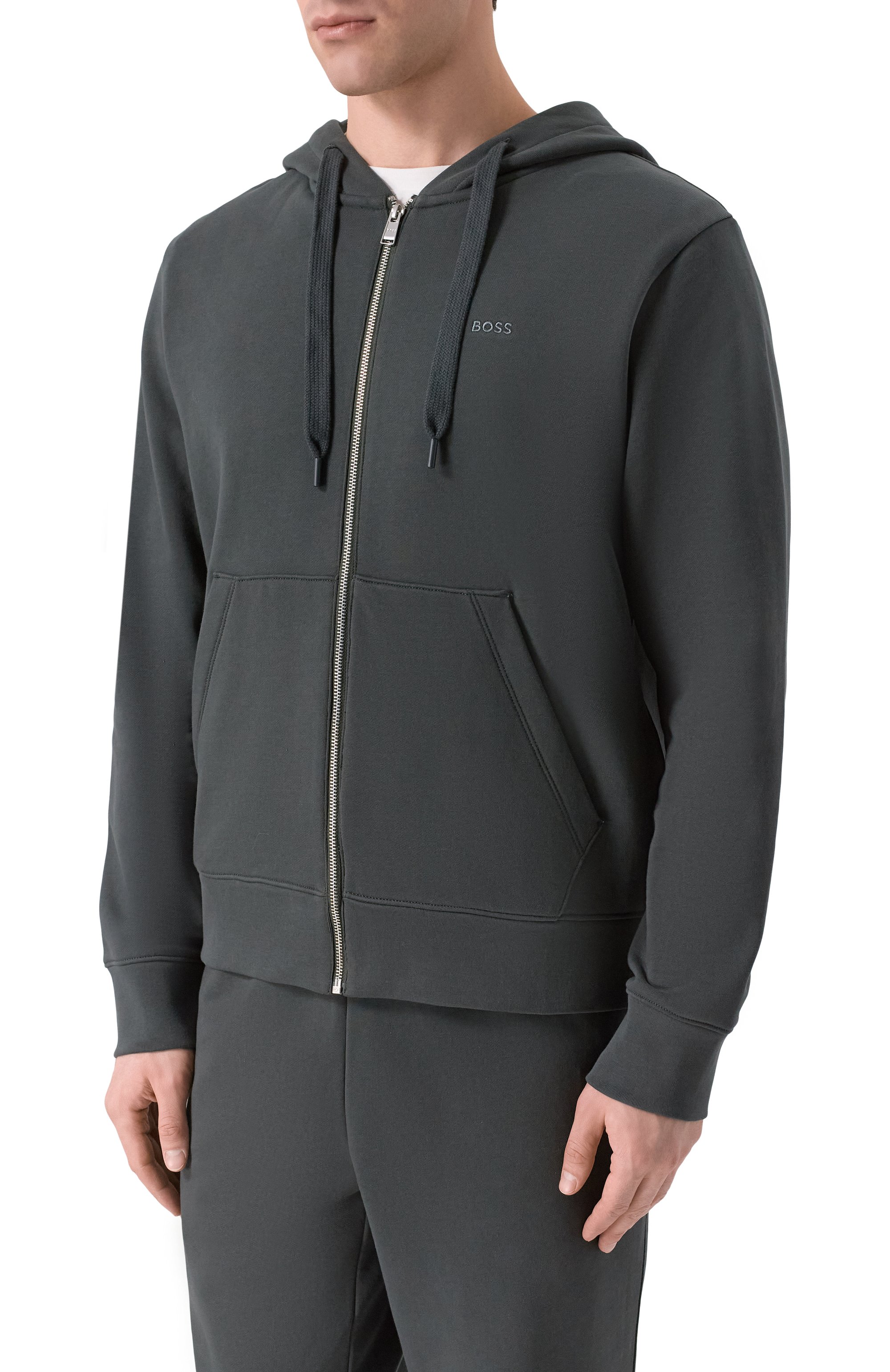 Хлопковая толстовка BOSS темно-зеленого цвета по цене 25950 руб., арт. 50546405, фото 3 Хлопковая толстовка BOSS, арт. 50546405, фото 3