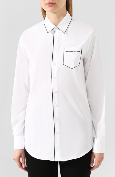 Хлопковая рубашка DSQUARED2 белого цвета по цене 38250 руб., арт. S75DL0707/S36275, фото 3 Хлопковая рубашка DSQUARED2, арт. S75DL0707/S36275, фото 3