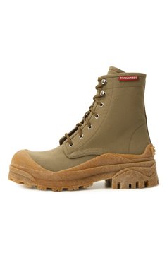 Мужские текстильные ботинки urban DSQUARED2 хаки цвета, арт. ABM0154/00300001 | Фото 4 (Каблук высота: Высокий; Материал внутренний: Текстиль; Подошва: Массивная; Материал внешний: Текстиль; Материал утеплителя: Без утеплителя; Мужское Кросс-КТ: Байкеры-обувь)