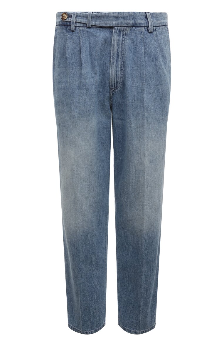 Мужские джинсы leisure fit BRUNELLO CUCINELLI голубого цвета, арт. M0Z37B2254 | Фото 1 (Длина (брюки, джинсы): Стандартные; Материал внешний: Хлопок, Деним; Кросс-КТ: Деним; Силуэт М (брюки): Прямые; Детали: Делаве; Стили: Повседневный; Автоматизация ТО: Проставлено; Автоматизация состава: Проставлено)
