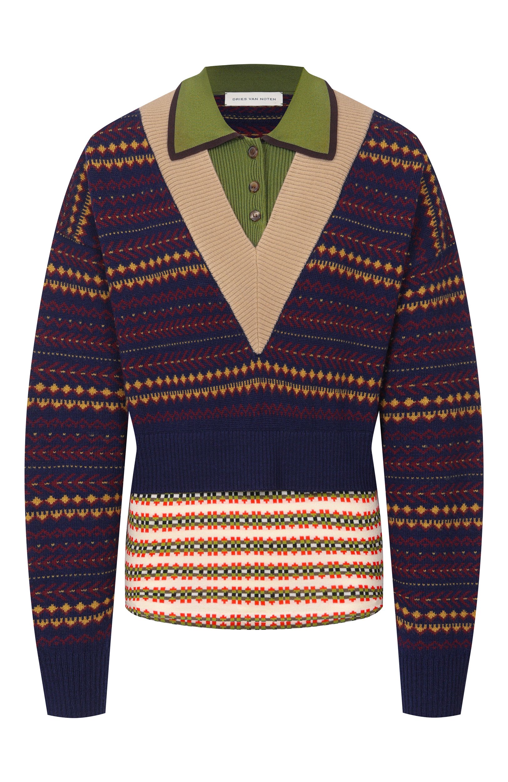 Поло из шерсти и вискозы DRIES VAN NOTEN синего цвета по цене 99500 руб., арт. 011226/4760, фото 1 Поло из шерсти и вискозы DRIES VAN NOTEN, арт. 011226/4760, фото 1