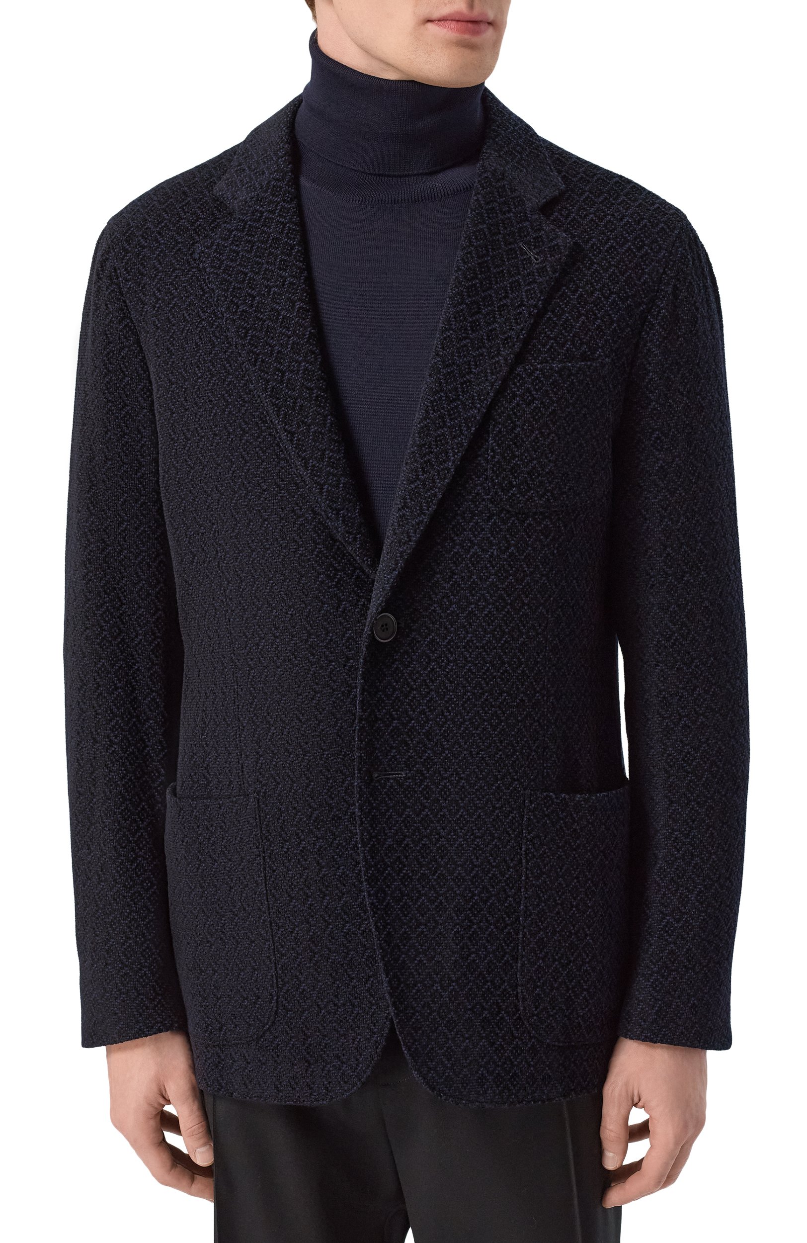 Пиджак из шерсти и вискозы GIORGIO ARMANI темно-синего цвета по цене 354000 руб., арт. GM000140/TE23904, фото 3 Пиджак из шерсти и вискозы GIORGIO ARMANI, арт. GM000140/TE23904, фото 3