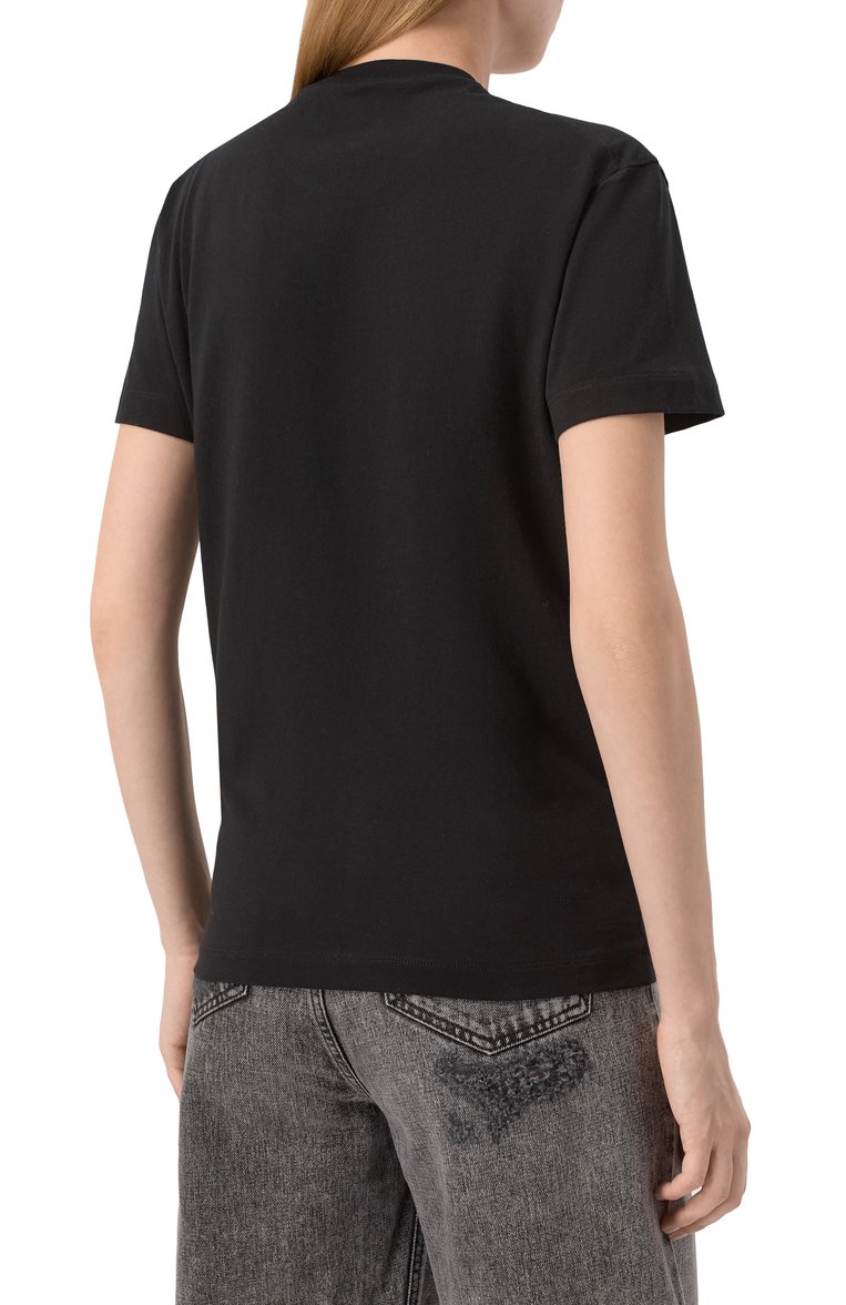 Женская хлопковая футболка DSQUARED2 черного цвета, арт. S72GD0571/D20020 | Фото 4 (Длина (для топов): Стандартные; Материал внешний: Хлопок; Рукава: Короткие; Принт: С принтом; Женское Кросс-КТ: Футболка-одежда; Стили: Кэжуэл; Автоматизация со�става: Проставлено; Автоматизация ТО: Проставлено)