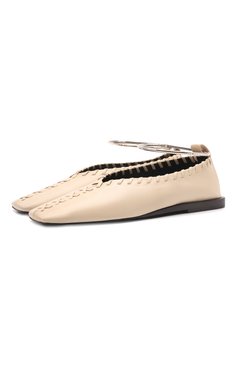 Женские кожаные балетки ballerina JIL SANDER кремвого цвета, арт. JS30217A-15070 | Фото 1 (Материал внутренний: Натуральная кожа; Подошва: Плоская; Каблук высота: Низкий; Материал сплава: Проставлено; Драгоценные камни: Проставлено; Материал внешний: Натуральная кожа)