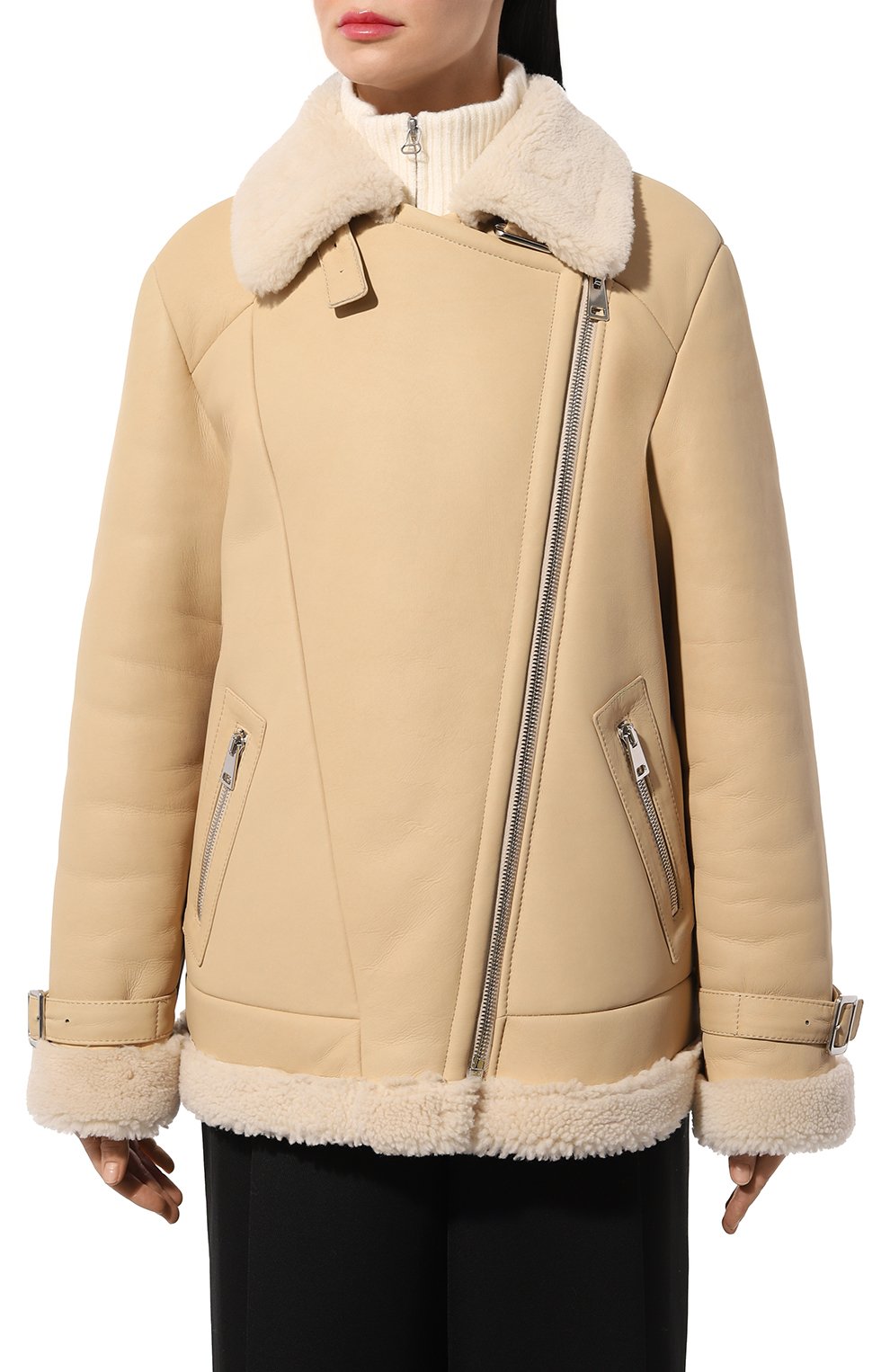 Дубленка из овчины MASLOV светло-бежевого цвета по цене 215010 руб., арт. WS250, фото 3 Дубленка из овчины MASLOV, арт. WS250, фото 3