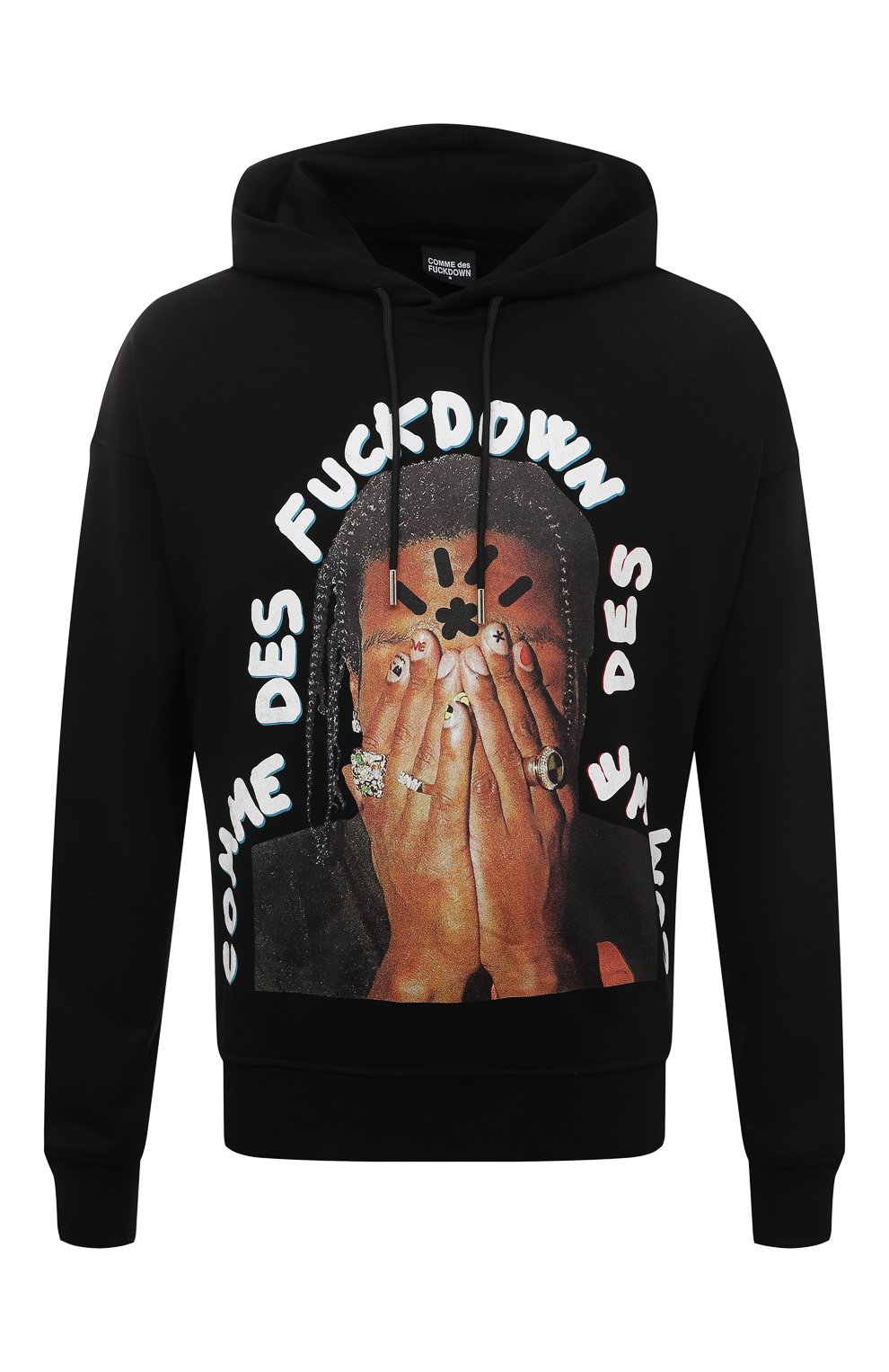 Хлопковое худи COMME DES FUCKDOWN черного цвета по цене 18150 руб., арт. CDFU2534, фото 1 Хлопковое худи COMME DES FUCKDOWN, арт. CDFU2534, фото 1