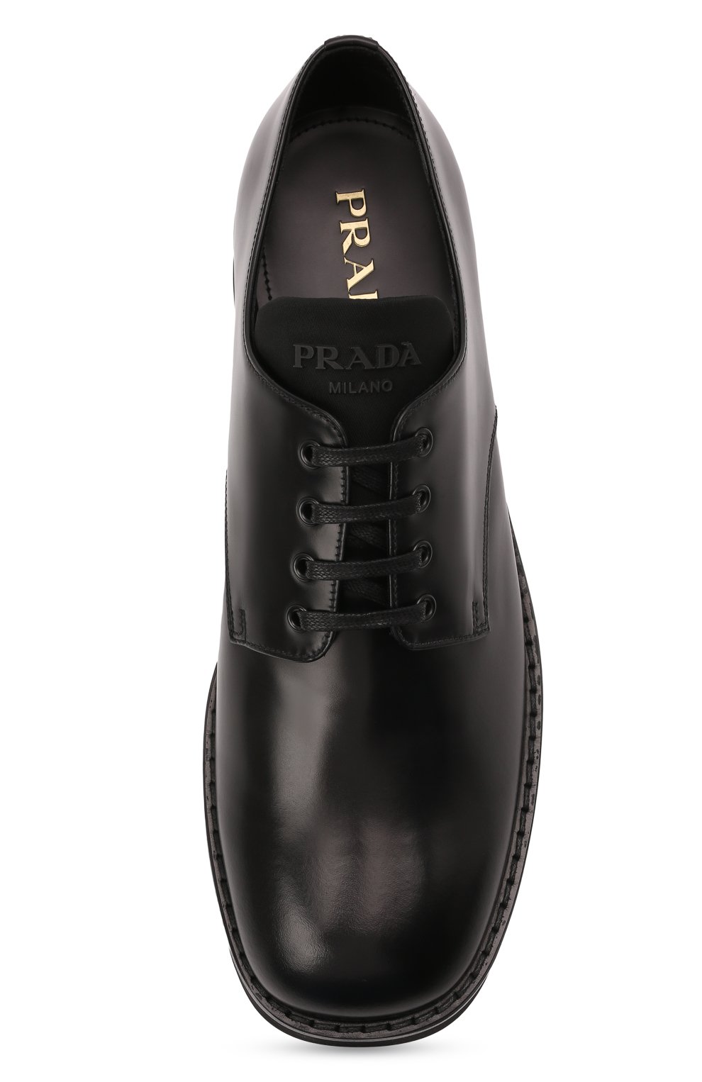 Кожаные дерби PRADA черного цвета по цене 87000 руб., арт. 2EG336-B4L-F0002, фото 4 Кожаные дерби PRADA, арт. 2EG336-B4L-F0002, фото 4