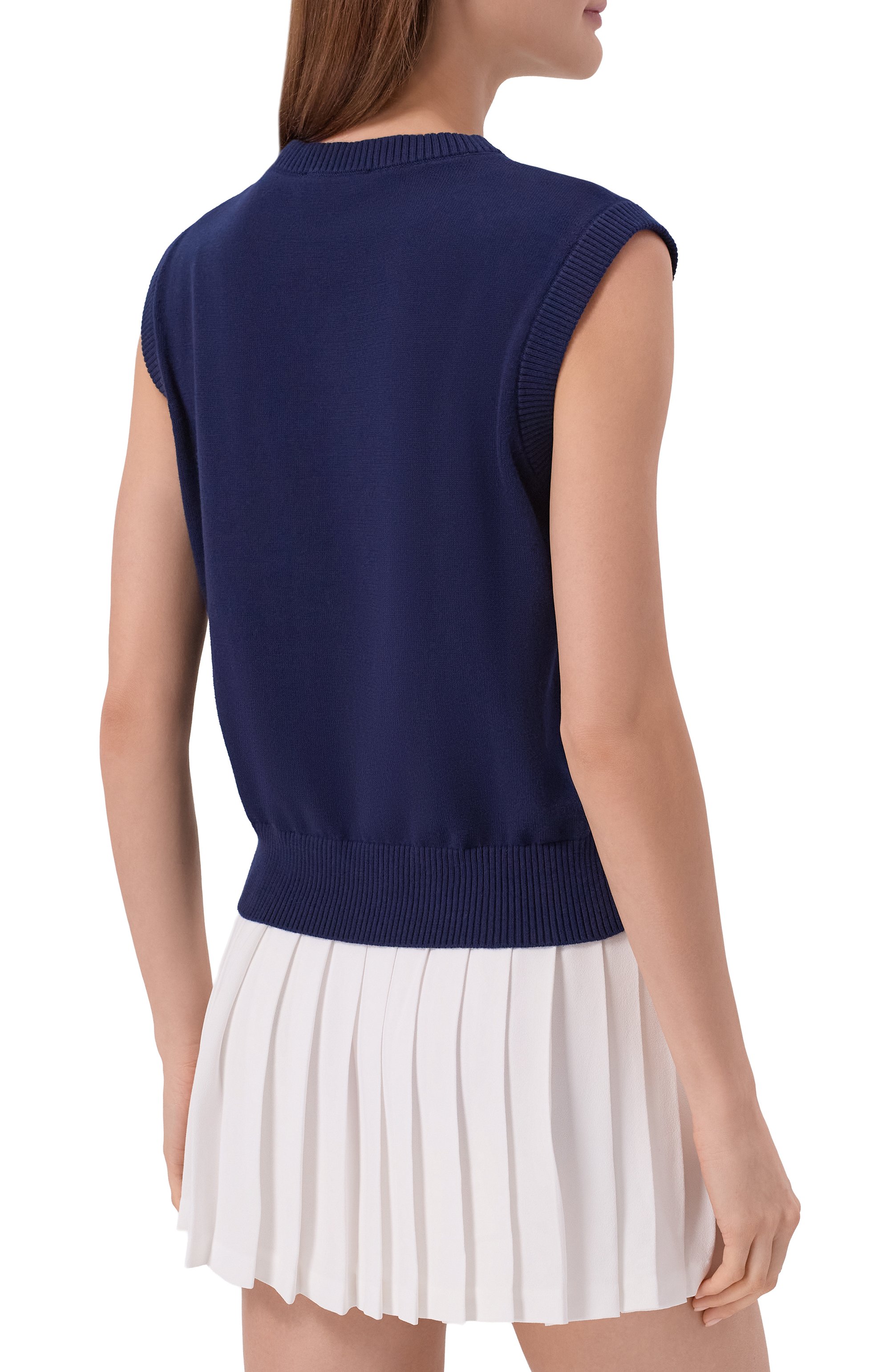 Хлопковый жилет SPORTY AND RICH синего цвета по цене 20750 руб., арт. WS09975326BL107, фото 4 Хлопковый жилет SPORTY AND RICH, арт. WS09975326BL107, фото 4