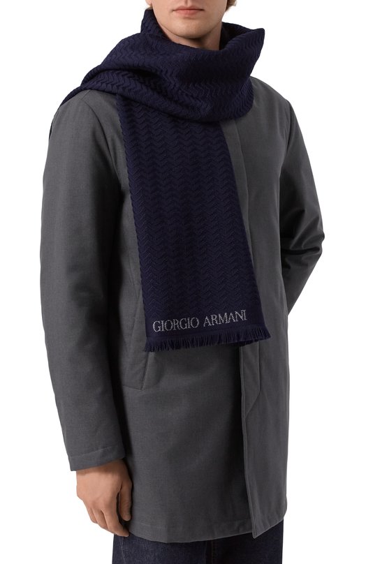 Шерстяной шарф Giorgio Armani GM001841/AF18587 Синий  GM001841/AF18587 Фото 2