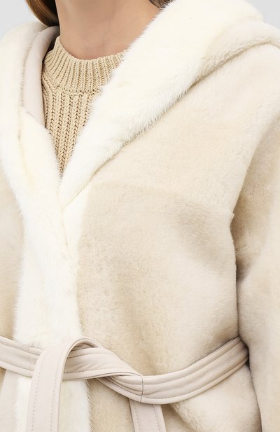Дубленка с поясом BLANCHA белого цвета по цене 381000 руб., арт. 20005/200/21/IV0RY, фото 5 Дубленка с поясом BLANCHA, арт. 20005/200/21/IV0RY, фото 5