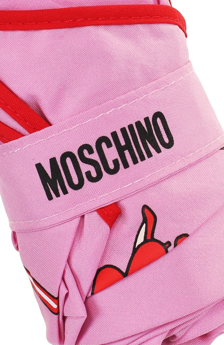 Женский складной зонт с принтом MOSCHINO розового цвета, арт. 8030-SUPERMINI | Фото 5 (Материал: Текстиль, Синтетический материал; Статус проверки: Проверена категория, Проверено; Материал сплава: Проверено, Проставлено; Нос: Не проставлено)