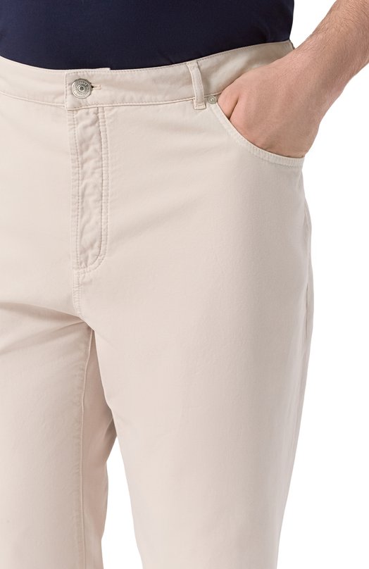 Хлопковые брюки Brunello Cucinelli M252DF1010 Бежевый  M252DF1010 Фото 5