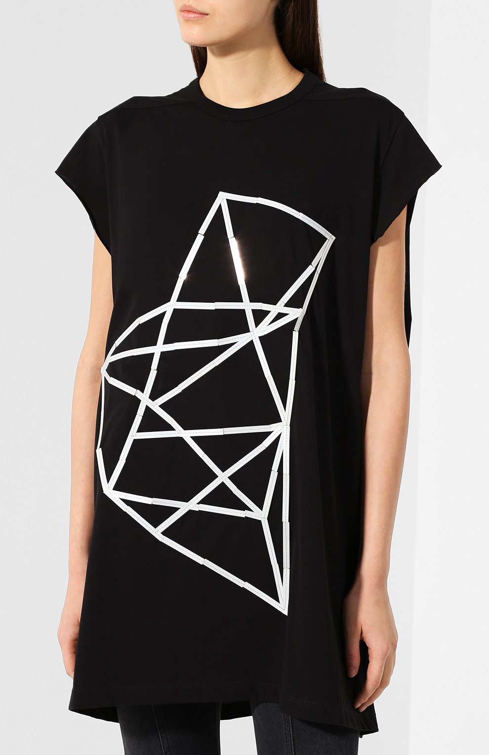 Хлопковая футболка RICK OWENS черно-белого цвета по цене 43150 руб., арт. R019S6162/RNEM8, фото 3 Хлопковая футболка RICK OWENS, арт. R019S6162/RNEM8, фото 3