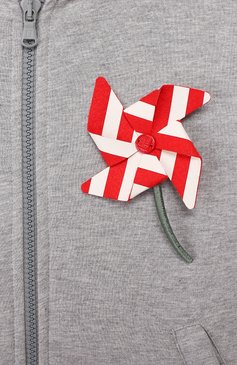 Детский хлопковый кардиган на молнии с капюшоном FENDI серого цвета, арт. JFH065/A4RA/10A-12A | Фото 3 (Материал внешний: Хлопок; Рукава: Длинные; Девочки Кросс-КТ: Кардиган-одежда; Драгоценные камни: Проставлено; Материал сплава: Проставлено)