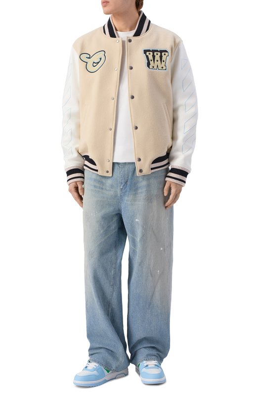 Кожаные кеды Out of Office Off-White 0MIA189S26LEA00A Голубой  0MIA189S26LEA00A Фото 2