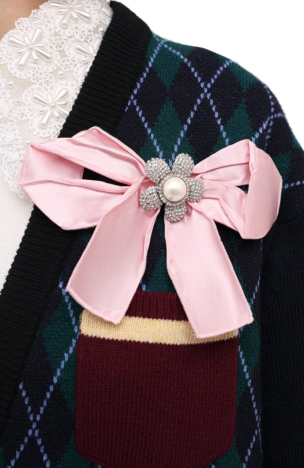 Шерстяной кардиган MIU MIU темно-зеленого цвета по цене 105000 руб., арт. MMF306-1ML4-F0422, фото 5 Шерстяной кардиган MIU MIU, арт. MMF306-1ML4-F0422, фото 5