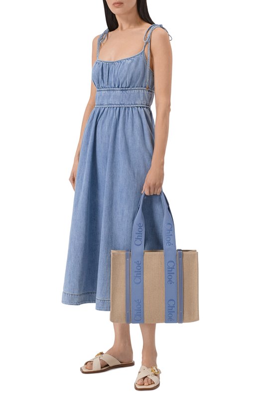 Сумка-тоут Woody medium Chloé CHC23AS383L17 Бежевый  CHC23AS383L17 Фото 3