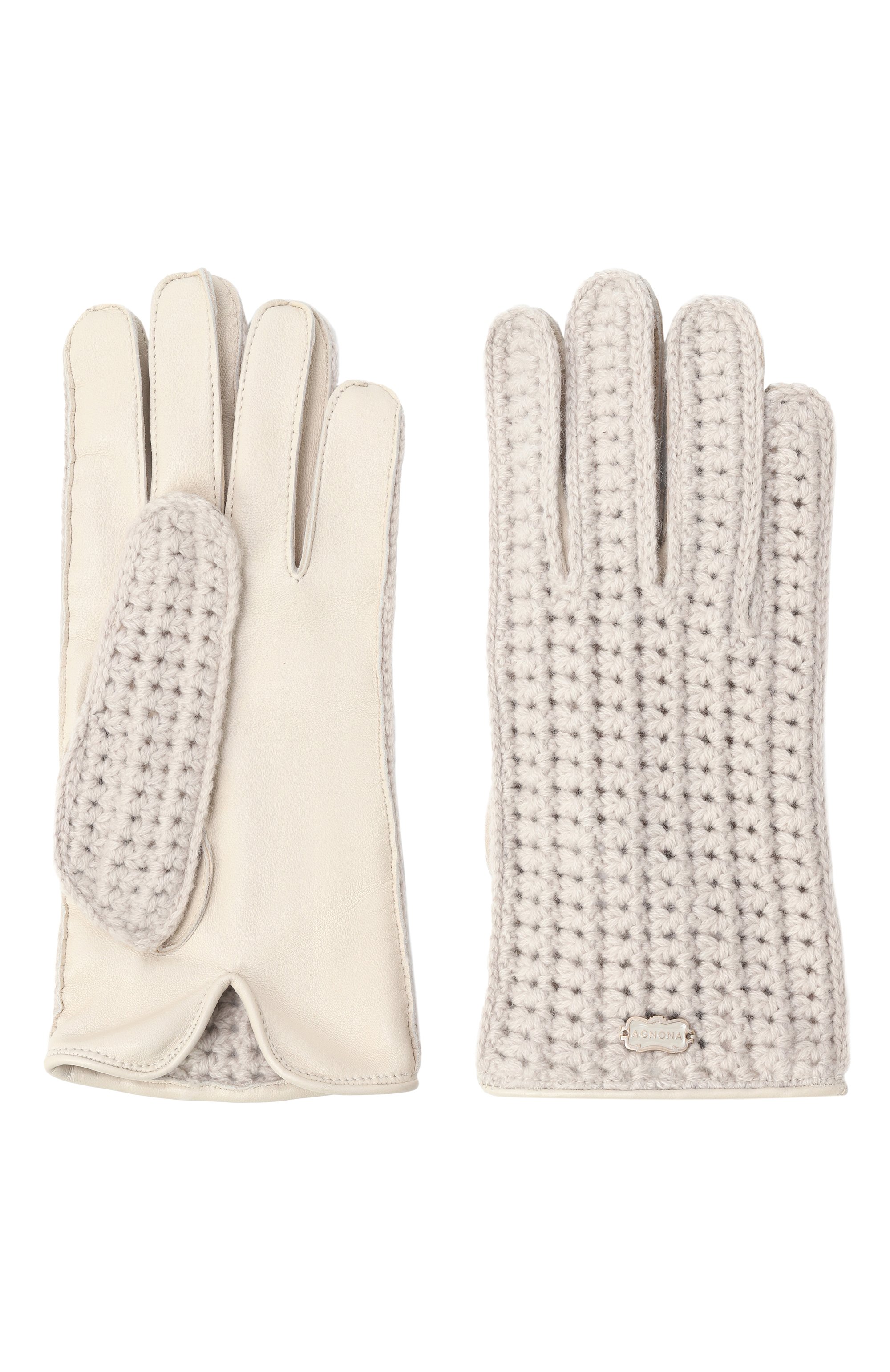Комбинированные перчатки AGNONA кремового цвета по цене 99500 руб., арт. MY08040E/7K120LE, фото 2 Комбинированные перчатки AGNONA, арт. MY08040E/7K120LE, фото 2