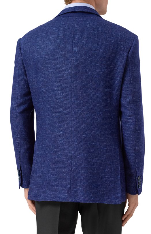 Пиджак из шерсти и шелка Kiton UG81K0170E03 Синий  UG81K0170E03 Фото 4