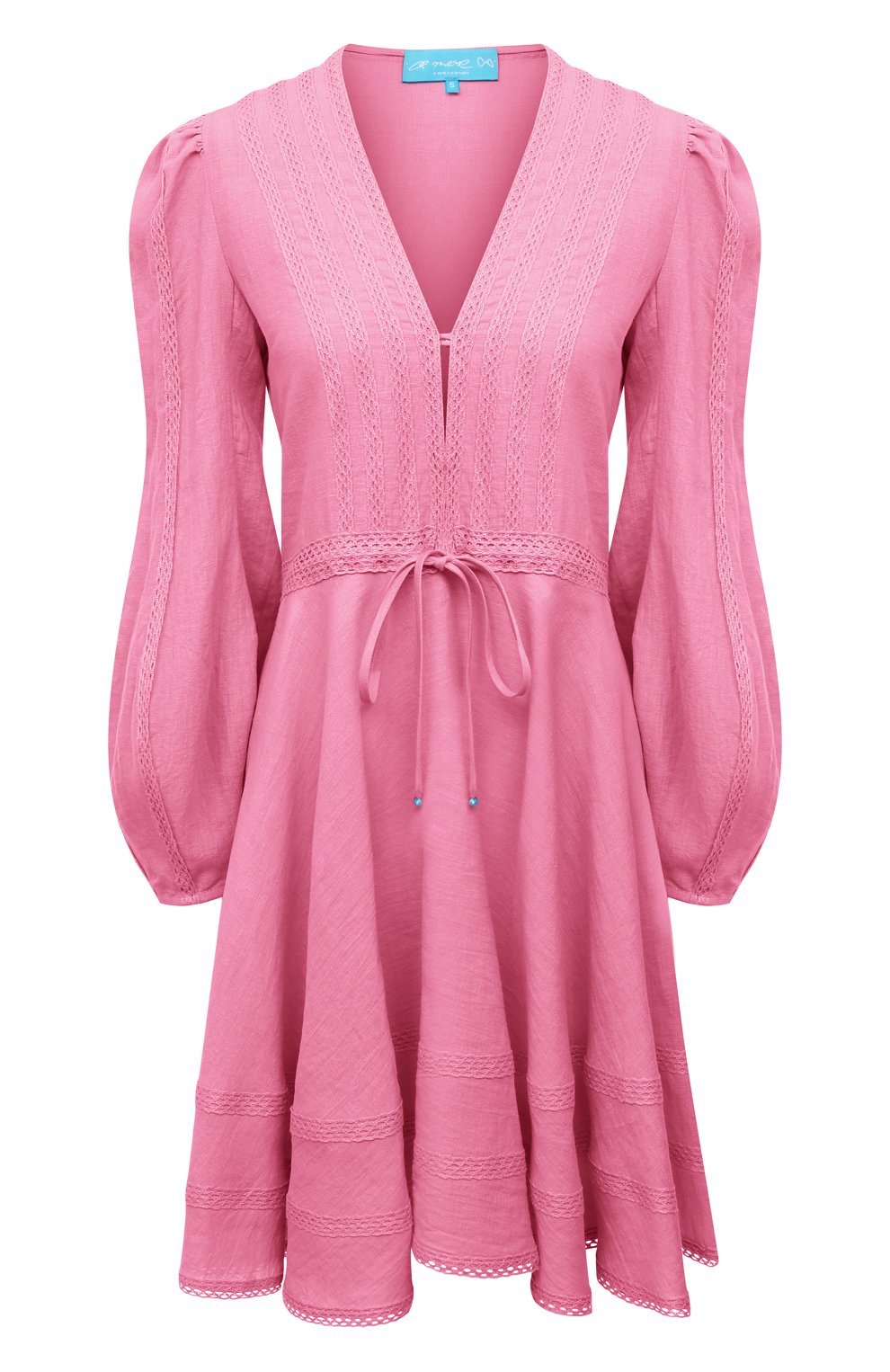 Льняное платье A MERE CO розового цвета по цене 53050 руб., арт. AMC-RSS22-001PP, фото 1 Льняное платье A MERE CO, арт. AMC-RSS22-001PP, фото 1