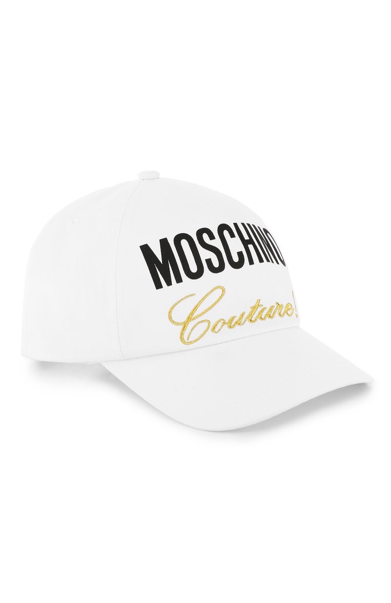 Детская хлопковая бейсболка MOSCHINO белого цвета, арт. HDX00S/L0A00 | Фото 1 (Статус проверки: Проверена категория; Материал: Текстиль, Хлопок; Нос: Не проставлено)