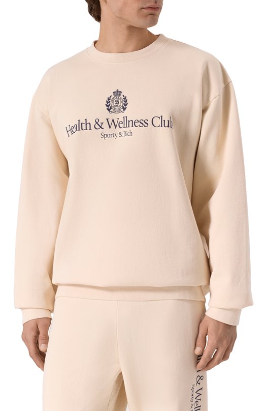 Хлопковый свитшот Sporty and Rich ST071606241CR01 Бежевый  ST071606241CR01 Фото 3