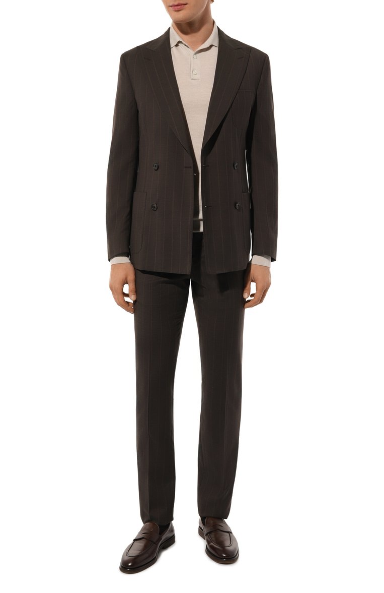 Мужской шерстяной костюм CORNELIANI темно-коричневого цвета, арт. 93X009-9317225_SET | Фото 2 (Рукава: Длинные; Материал внешний: Шерсть; Стили: Кэжуэл; Костюмы М: Двубортный)