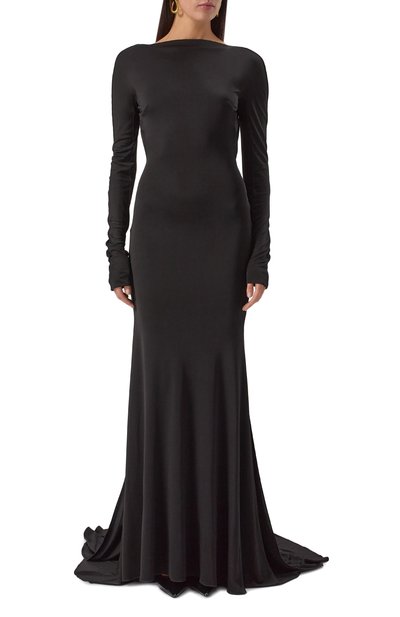 Платье из вискозы DAVID KOMA черного цвета по цене 272000 руб., арт. PF25DK07DL, фото 3 Платье из вискозы DAVID KOMA, арт. PF25DK07DL, фото 3