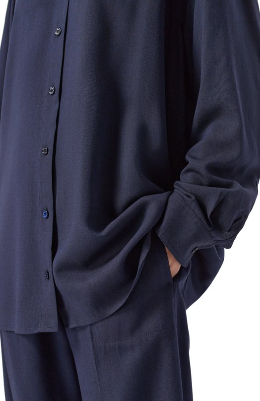 Рубашка из вискозы и шерсти TOTEME 254-WRT0480-FB0016 Синий  254-WRT0480-FB0016 Фото 5